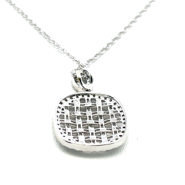 1.30 Carat Round Brilliant and Baguette Diamond 14K White Gold Pendant Necklace