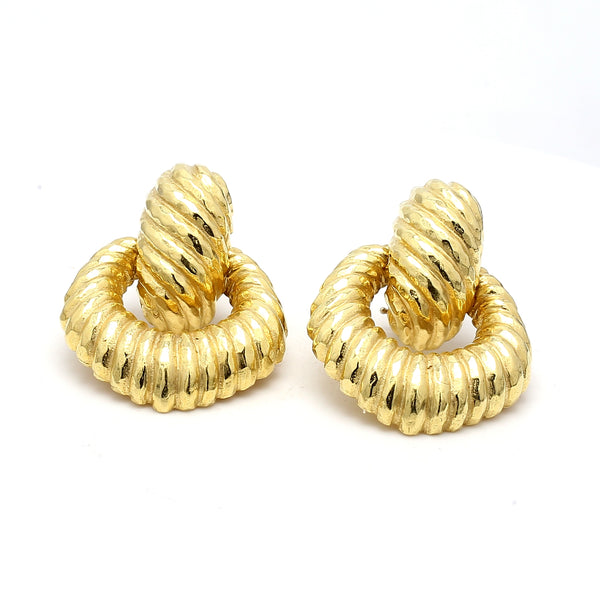 Vintage 33.70 Grams 18 Karat Yellow Gold Door Knockers Earrings