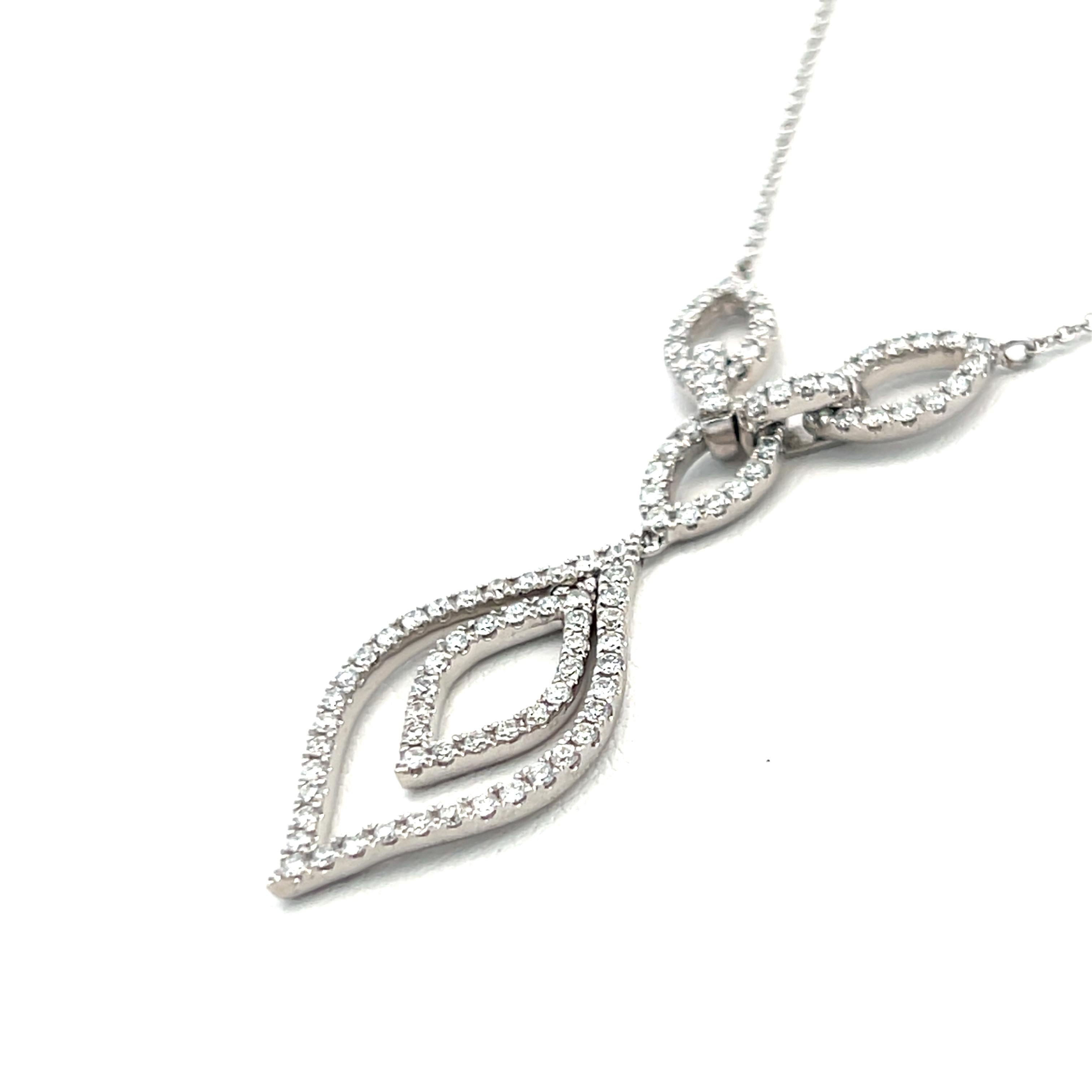 0.96 Carat Round Brilliant G VS2 Diamond 14 Karat White Gold Pendant Necklace