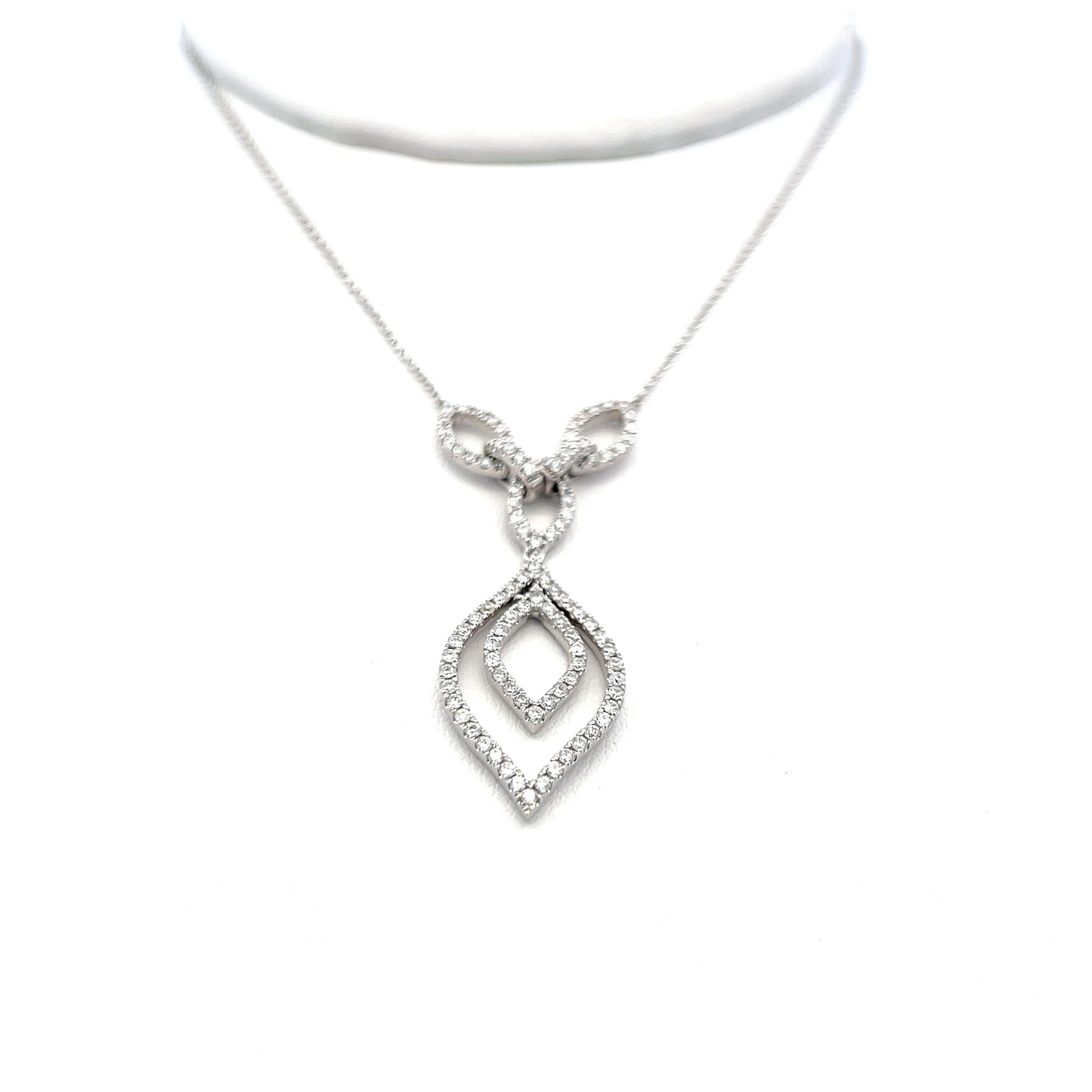 0.96 Carat Round Brilliant G VS2 Diamond 14 Karat White Gold Pendant Necklace