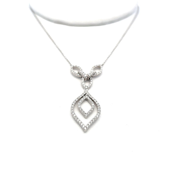 0.96 Carat Round Brilliant G VS2 Diamond 14 Karat White Gold Pendant Necklace