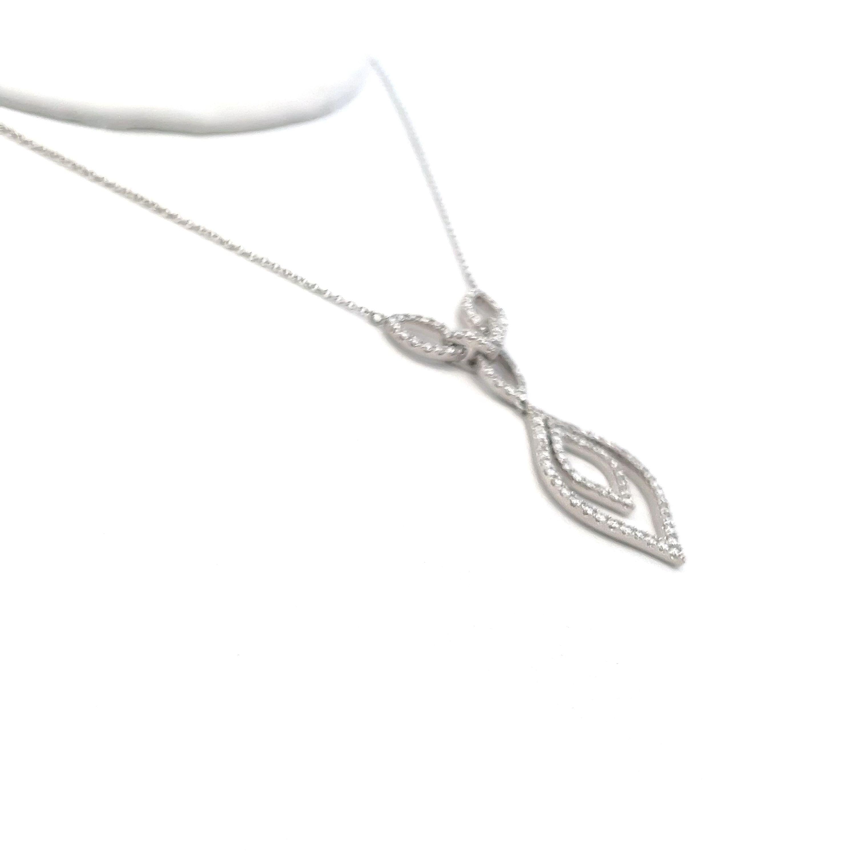 0.96 Carat Round Brilliant G VS2 Diamond 14 Karat White Gold Pendant Necklace