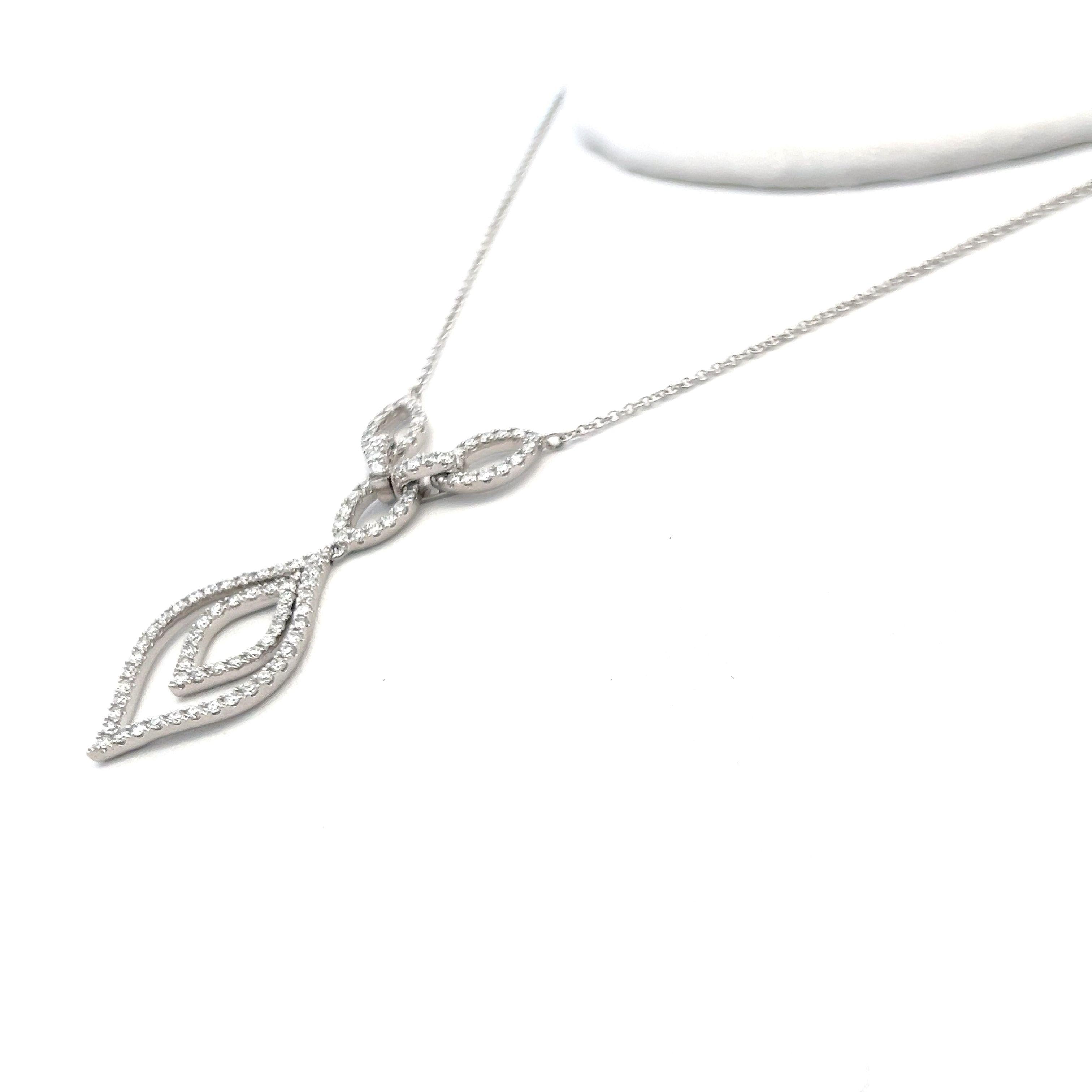 0.96 Carat Round Brilliant G VS2 Diamond 14 Karat White Gold Pendant Necklace