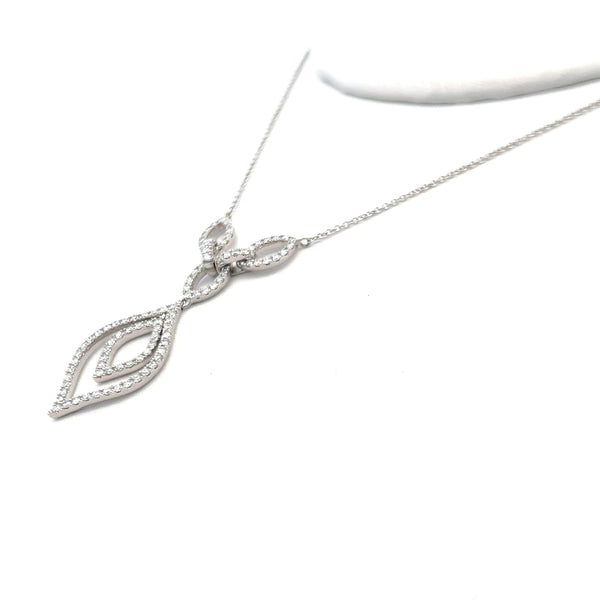 0.96 Carat Round Brilliant G VS2 Diamond 14 Karat White Gold Pendant Necklace