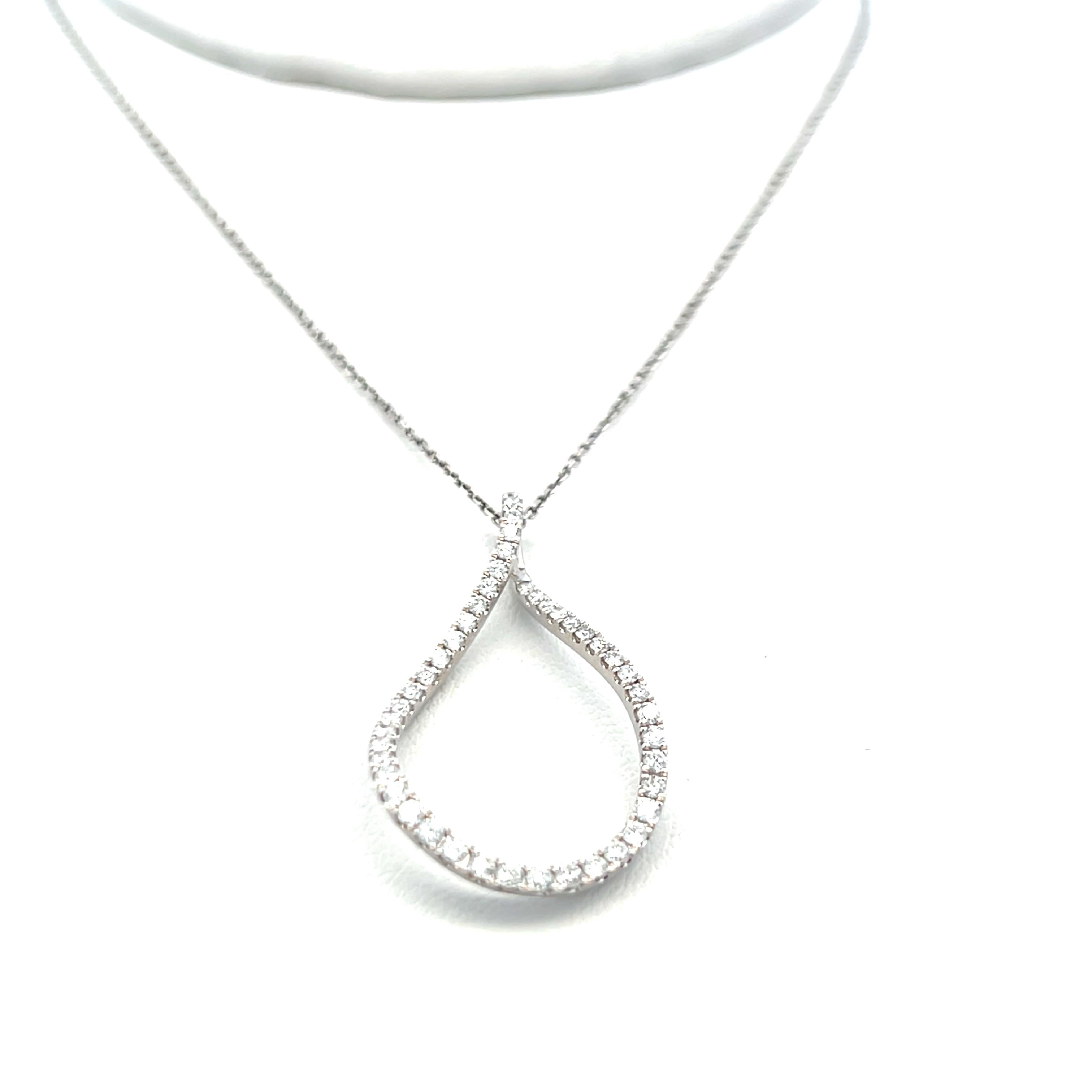 0.50 Carat Round Brilliant G VS1 Diamond 14 Karat White Gold Pendant Necklace