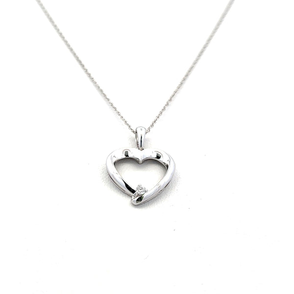 0.03 Carat Round Brilliant G VS1 Diamond 14 Karat White Gold Pendant Necklace