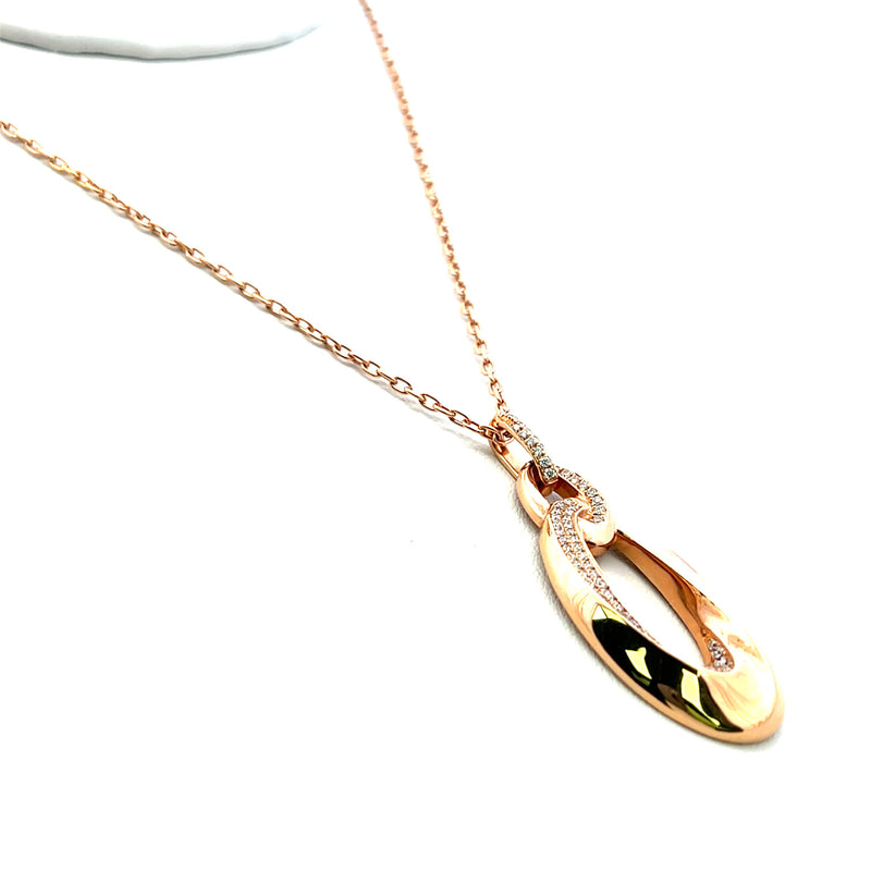 0.48 Carat Round Brilliant G VS1 Diamond 18 Karat Rose Gold Pendant Necklace