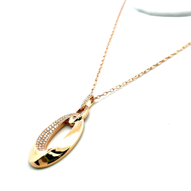 0.48 Carat Round Brilliant G VS1 Diamond 18 Karat Rose Gold Pendant Necklace