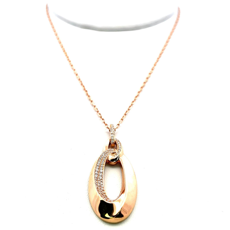 0.48 Carat Round Brilliant G VS1 Diamond 18 Karat Rose Gold Pendant Necklace