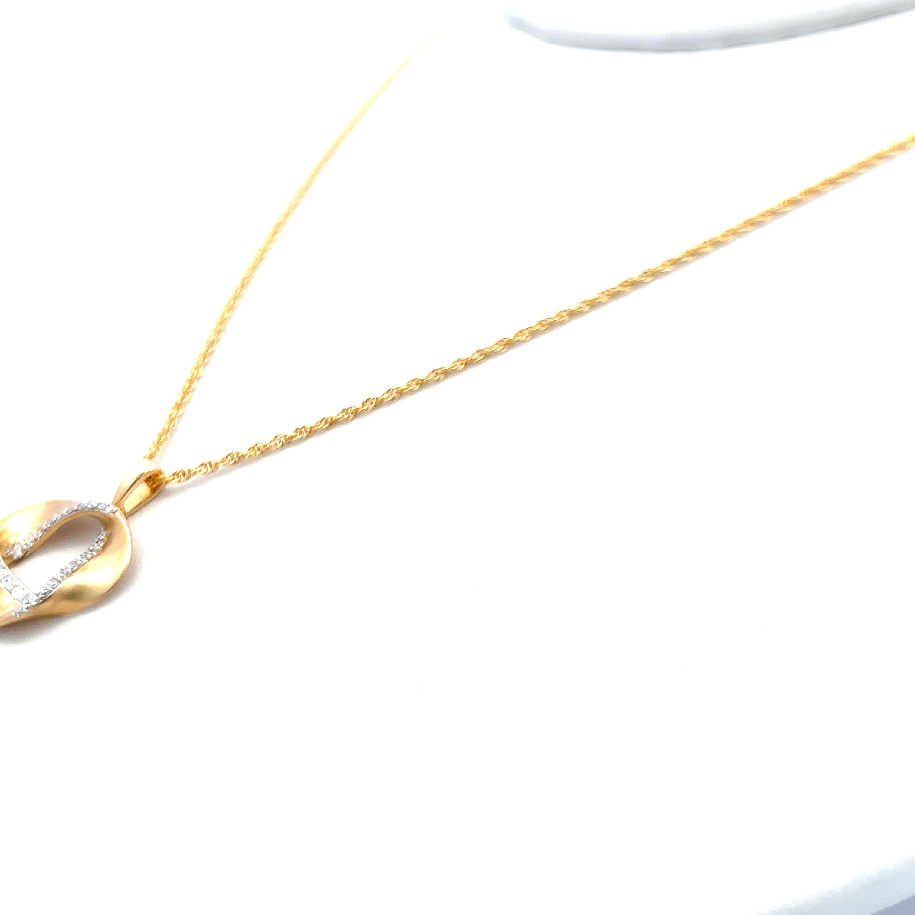 0.20 Carat Round Brilliant G VS2 Diamond 14 Karat Yellow Gold Pendant Necklace