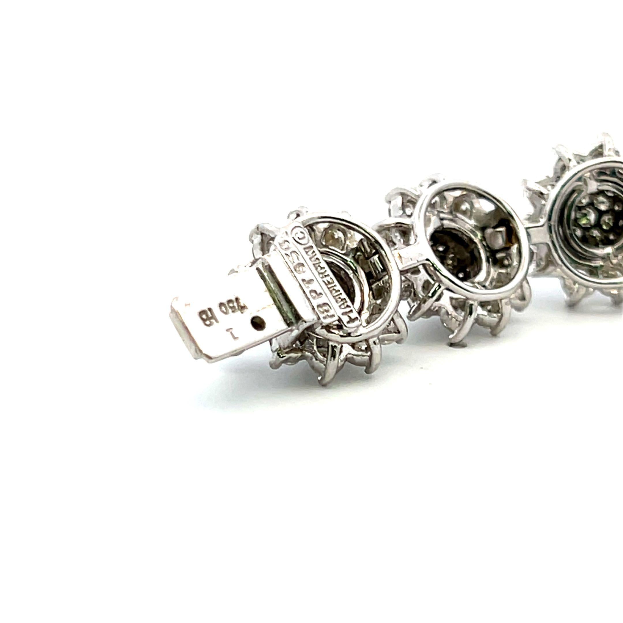 Hammerman Bros 16.75ct Diamond Sunburst Link Bracelet in 18K White Gold/Platinum