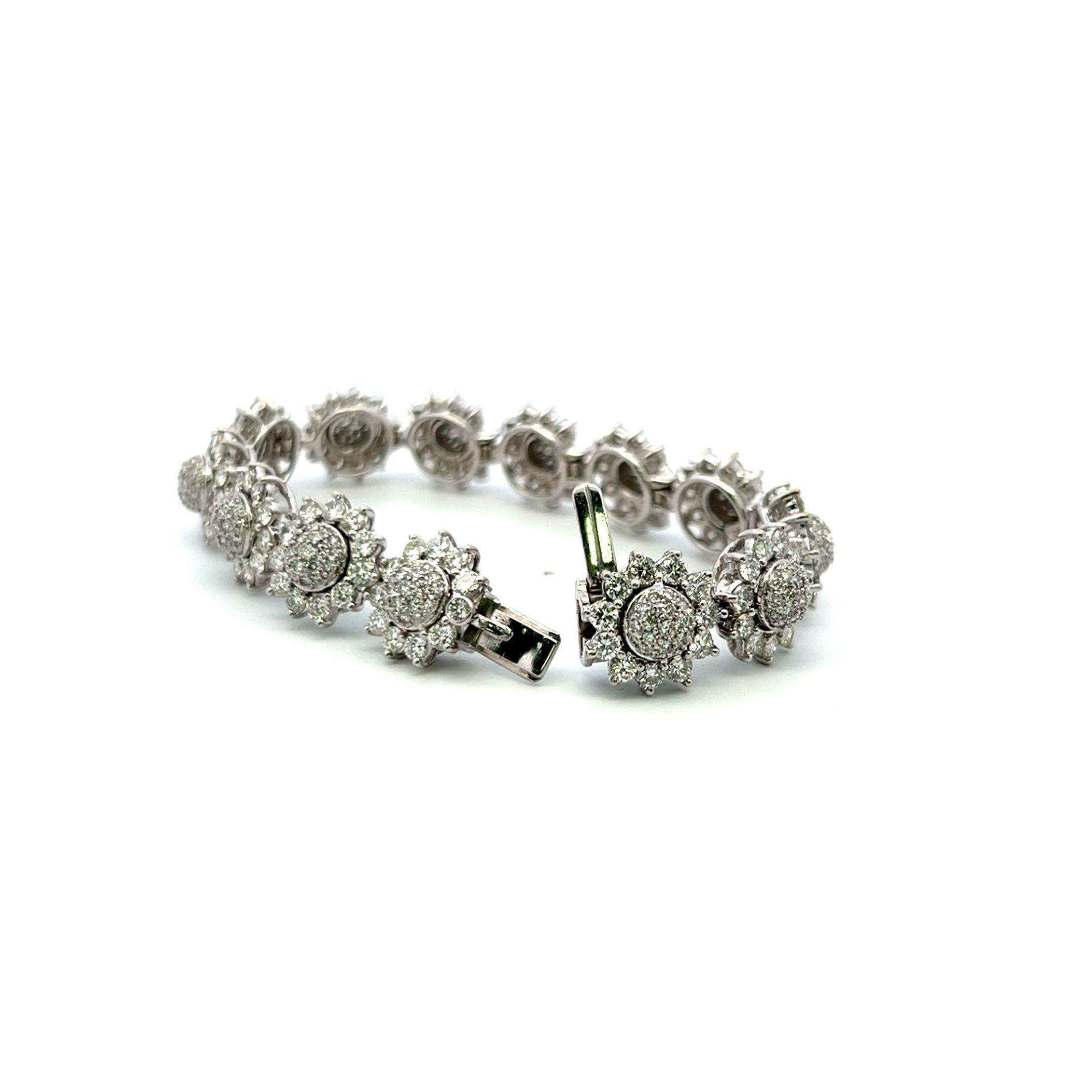 Hammerman Bros 16.75ct Diamond Sunburst Link Bracelet in 18K White Gold/Platinum