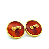 Aldo Cipullo Carnelian 18 Karat Yellow Gold Clip On Earrings