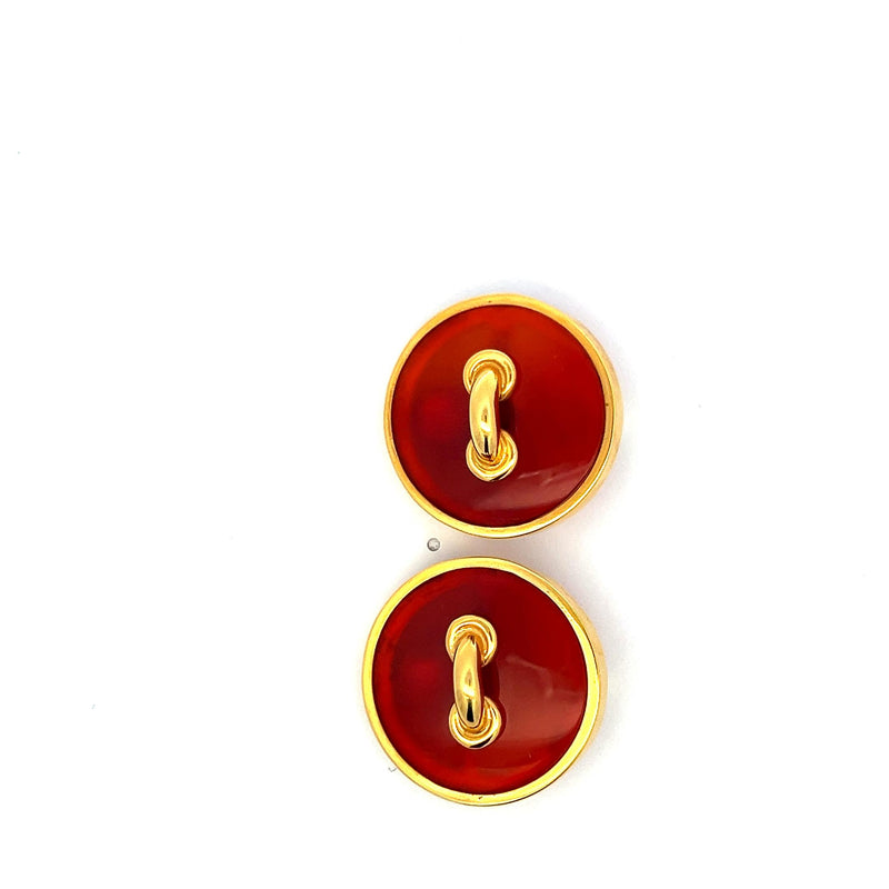 Aldo Cipullo Carnelian 18 Karat Yellow Gold Clip On Earrings