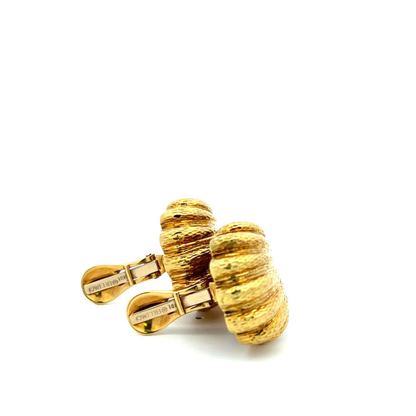 David Webb Textured Gold & Black Enamel Clip-On Earrings