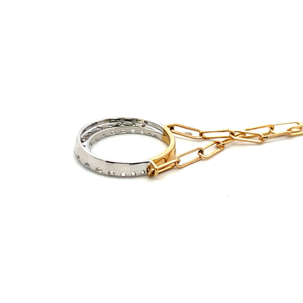 0.49 Carat Round Brilliant F VS1 Diamond 14 Karat Two Tone Gold Pendant Necklace