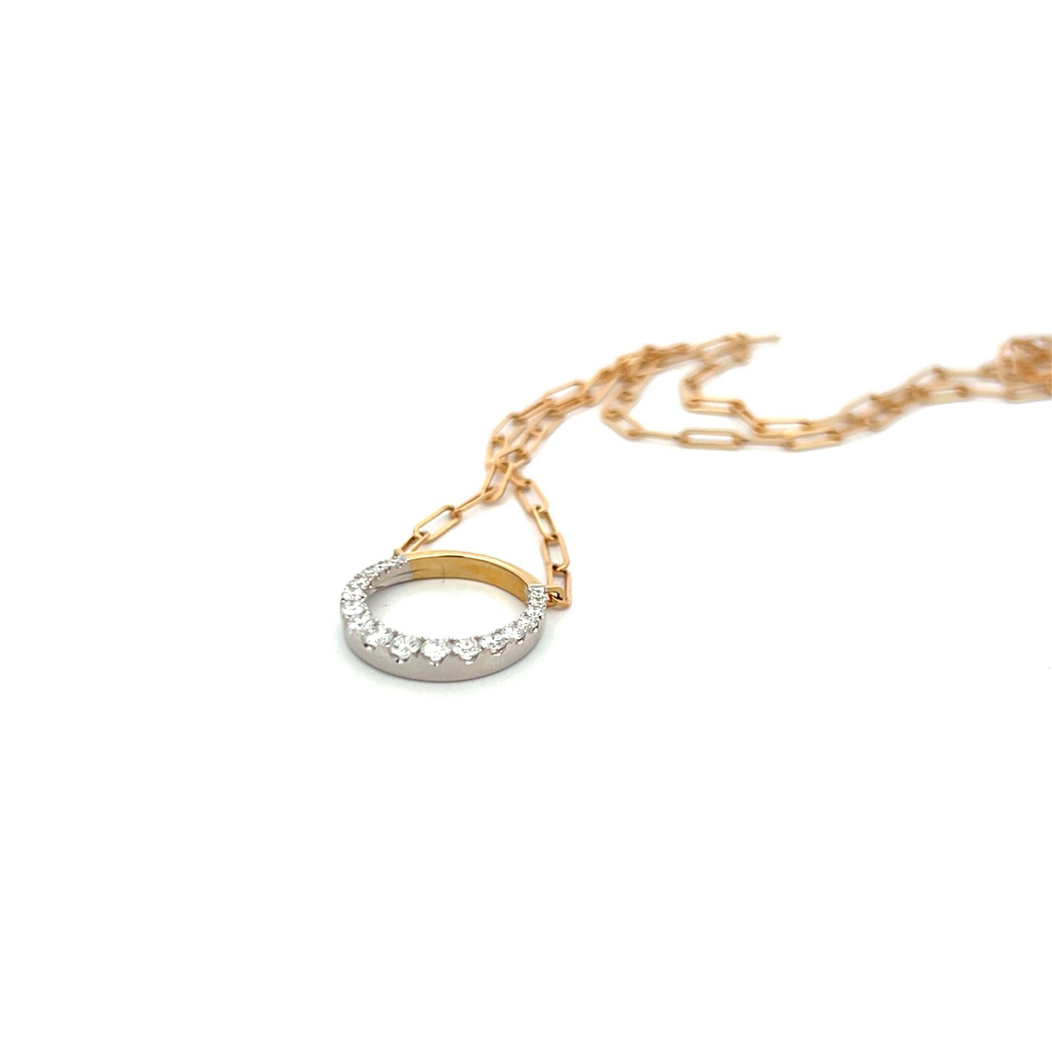 0.49 Carat Round Brilliant F VS1 Diamond 14 Karat Two Tone Gold Pendant Necklace