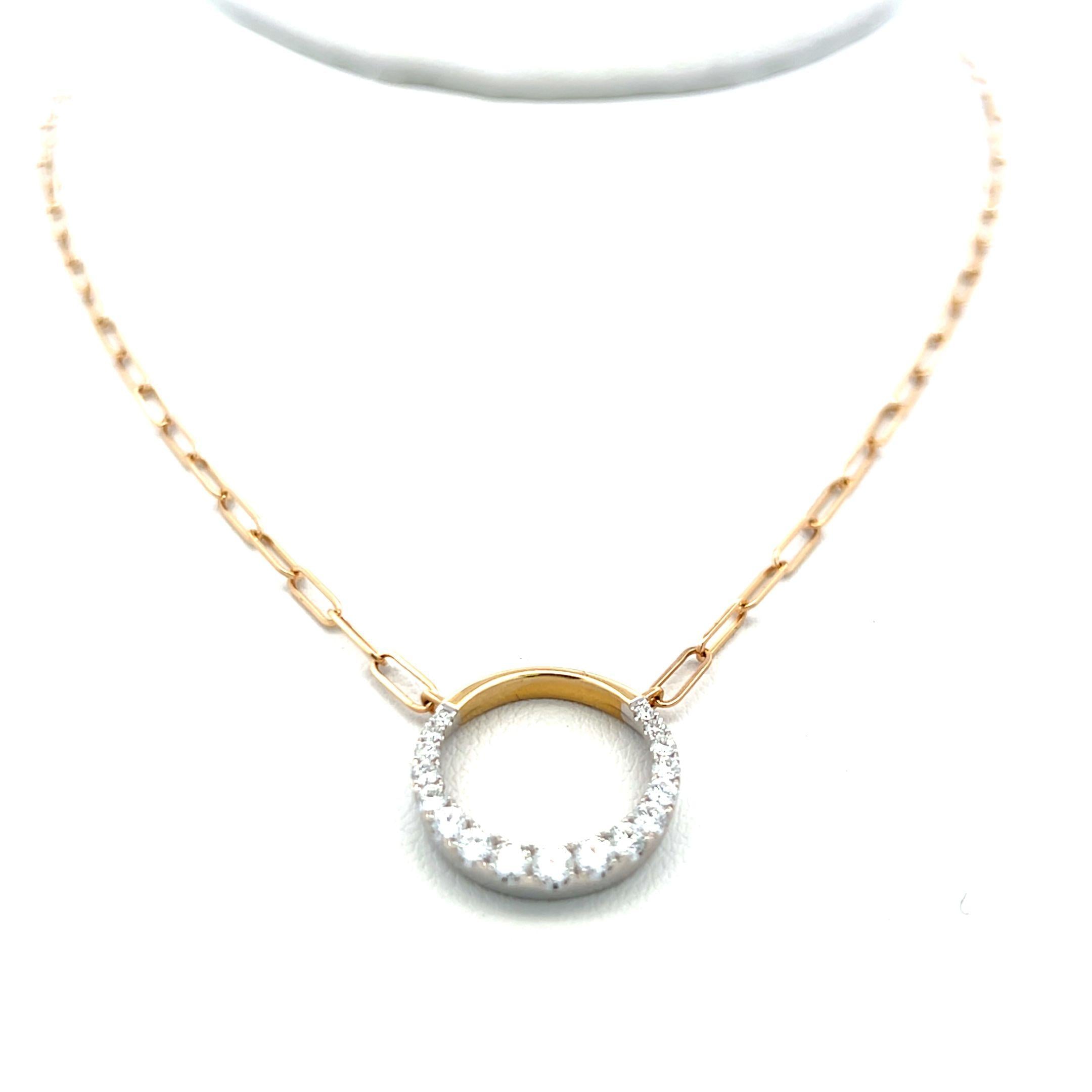 0.49 Carat Round Brilliant F VS1 Diamond 14 Karat Two Tone Gold Pendant Necklace