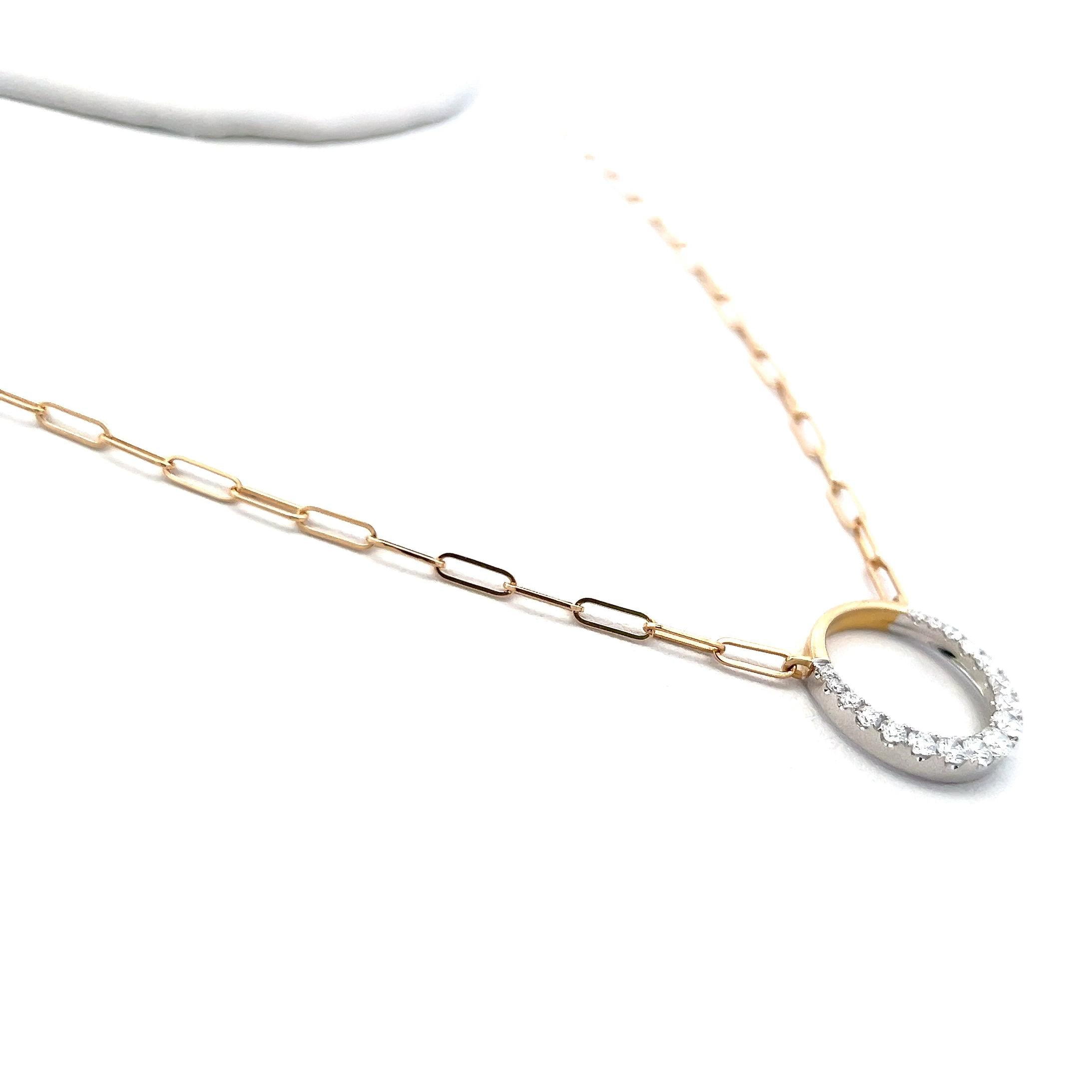 0.49 Carat Round Brilliant F VS1 Diamond 14 Karat Two Tone Gold Pendant Necklace