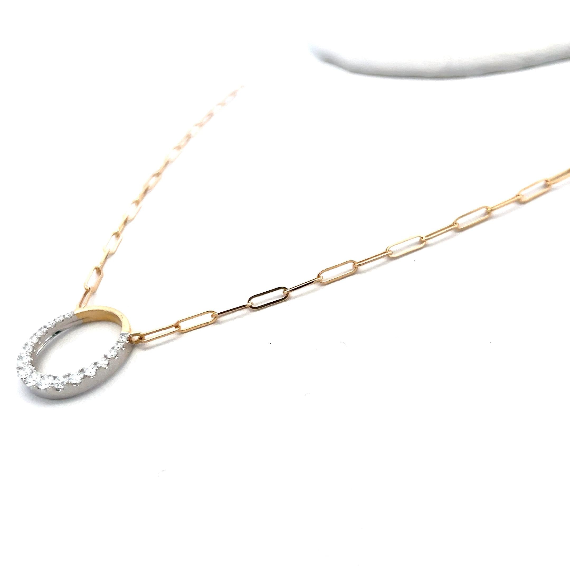 0.49 Carat Round Brilliant F VS1 Diamond 14 Karat Two Tone Gold Pendant Necklace