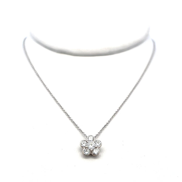 0.49 Carat Round Brilliant G VS1 Diamond 18 Karat White Gold Pendant Necklace