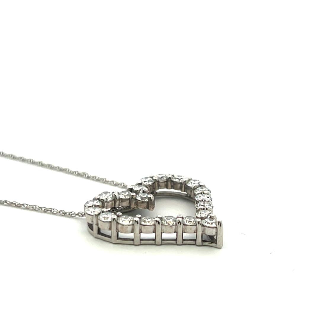 Vintage 14K White Gold Pendant Necklace with 2 Carat Round Diamonds