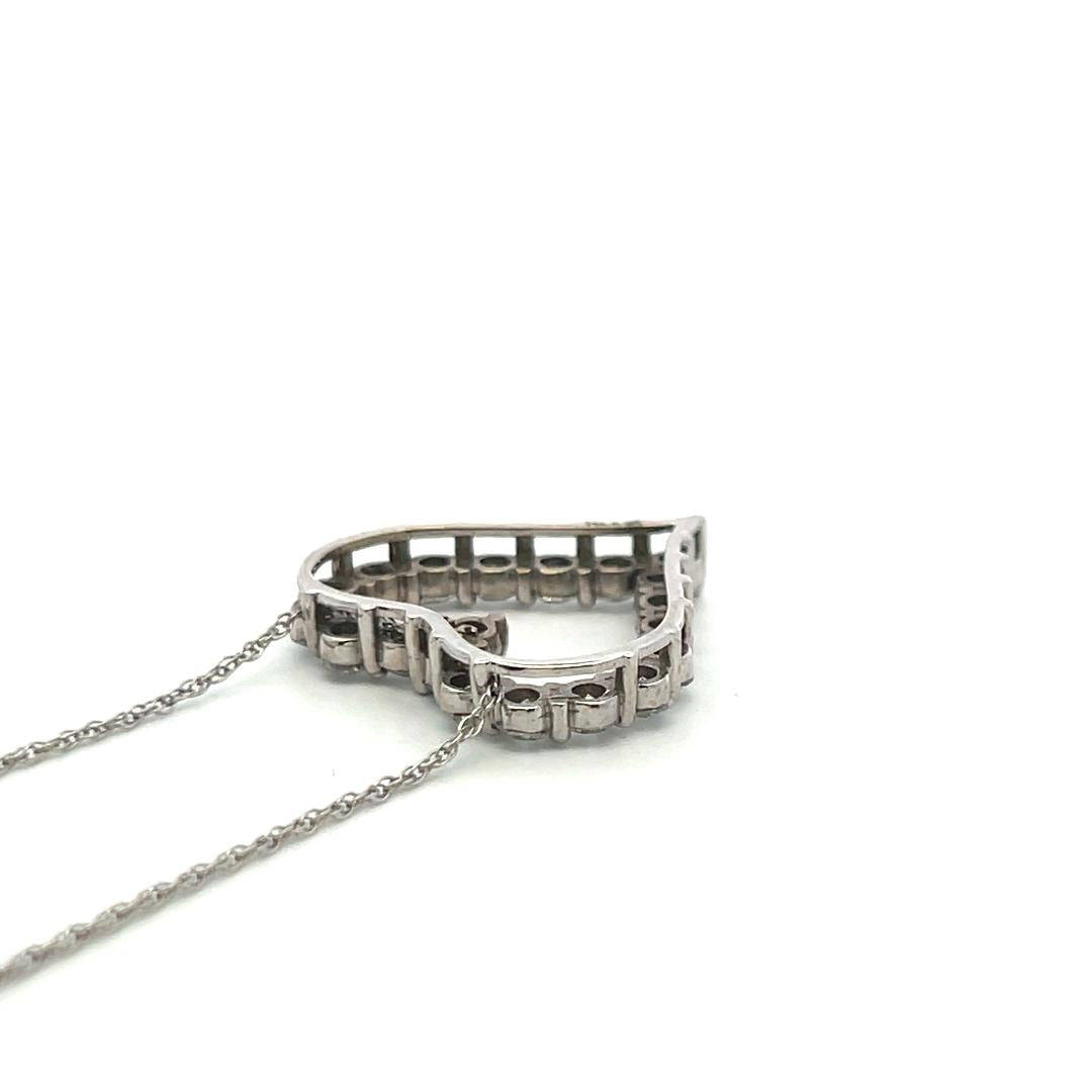 Vintage 14K White Gold Pendant Necklace with 2 Carat Round Diamonds