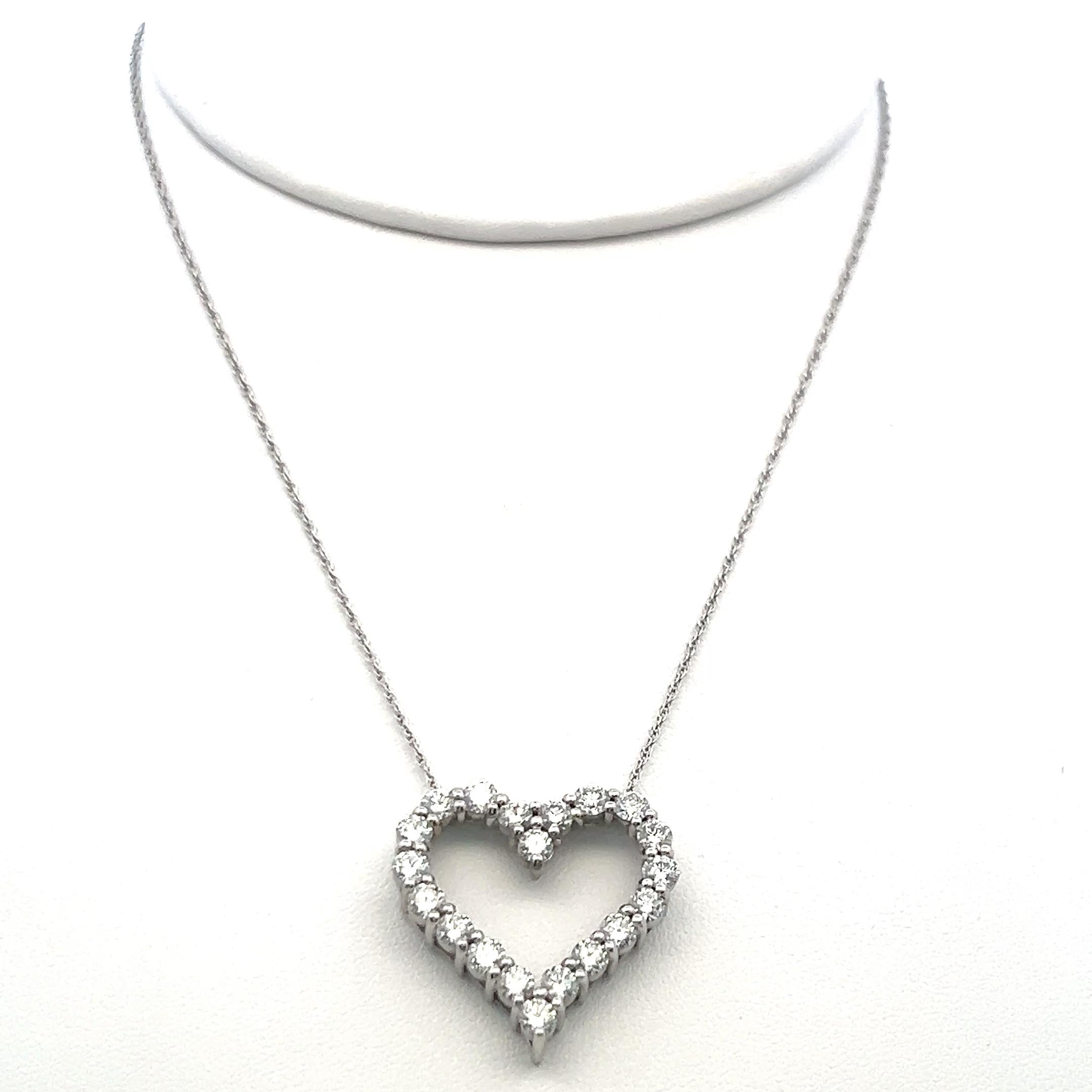 Vintage 14K White Gold Pendant Necklace with 2 Carat Round Diamonds