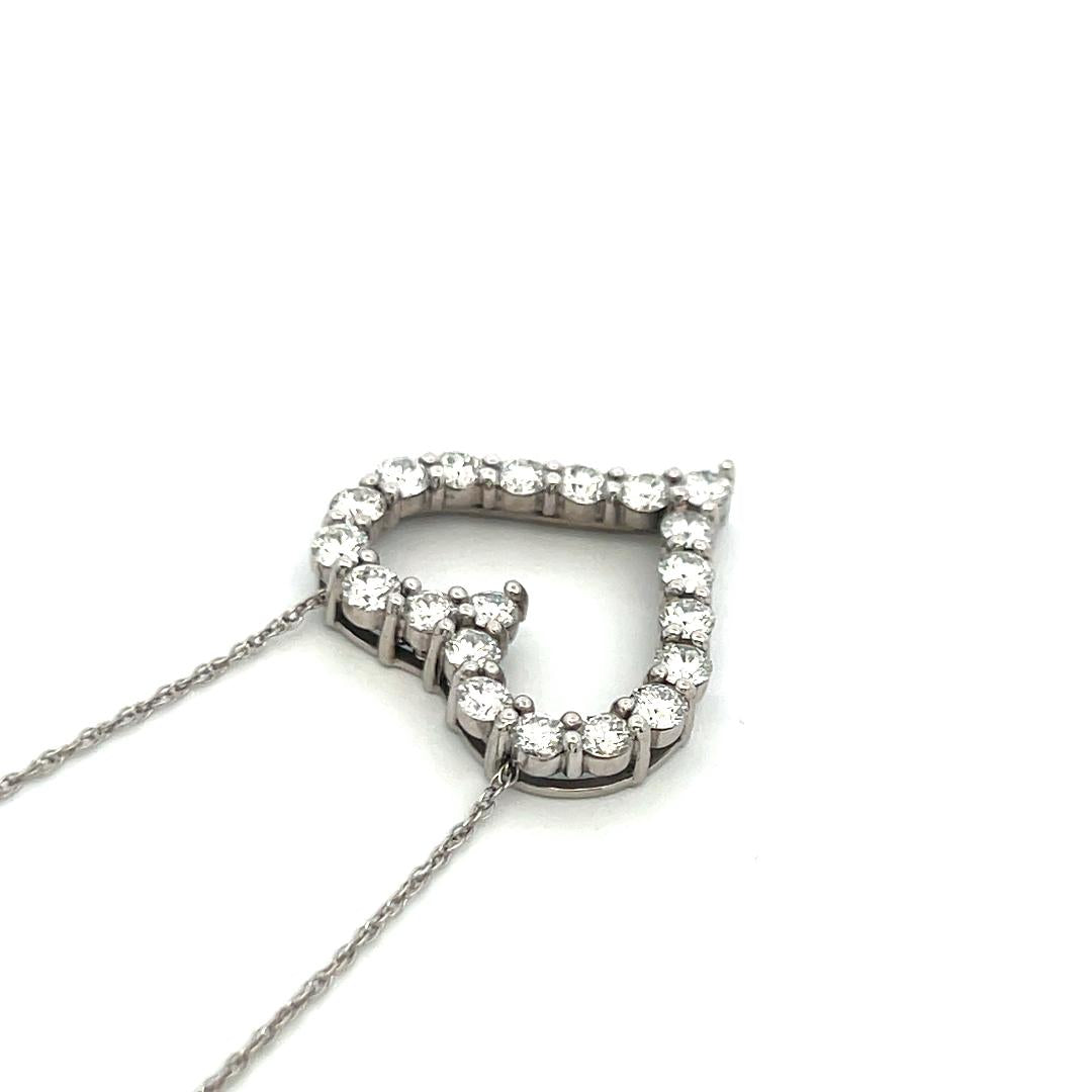 Vintage 14K White Gold Pendant Necklace with 2 Carat Round Diamonds