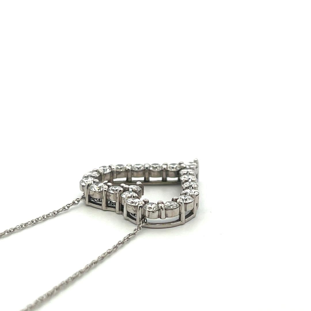 Vintage 14K White Gold Pendant Necklace with 2 Carat Round Diamonds