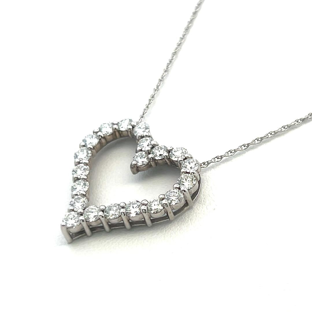 Vintage 14K White Gold Pendant Necklace with 2 Carat Round Diamonds