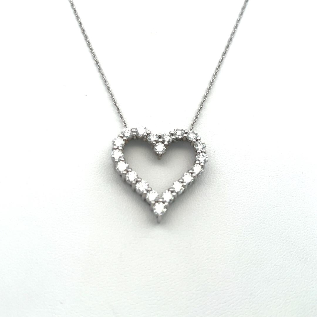 Vintage 14K White Gold Pendant Necklace with 2 Carat Round Diamonds
