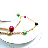 Vintage 99.30 Grams 18 Karat Yellow Gold Gems Stone Necklace