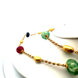 Vintage 99.30 Grams 18 Karat Yellow Gold Gems Stone Necklace