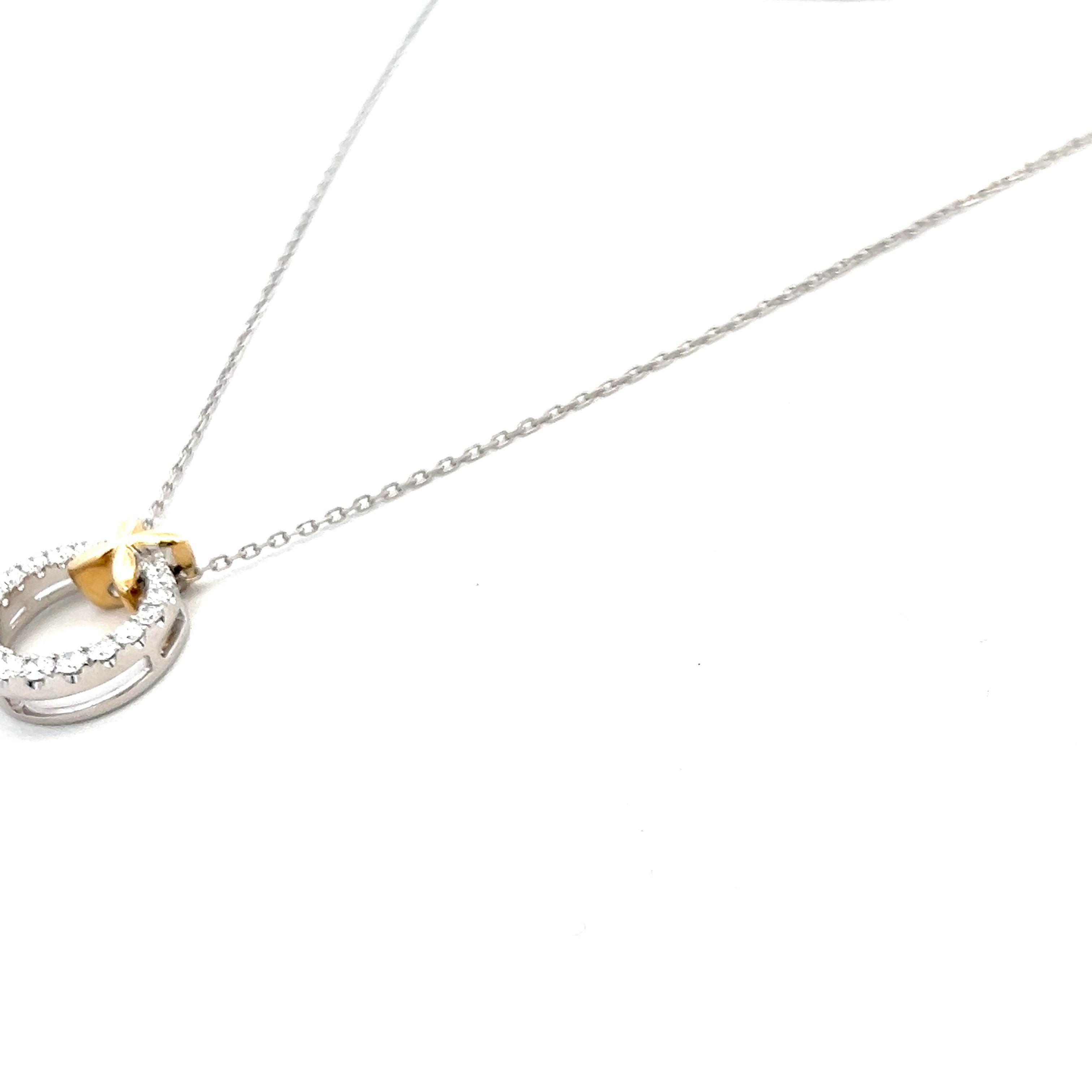 0.42 Carat Round Brilliant G VS1 Diamond 14 Karat Two Tone Gold Pendant Necklace