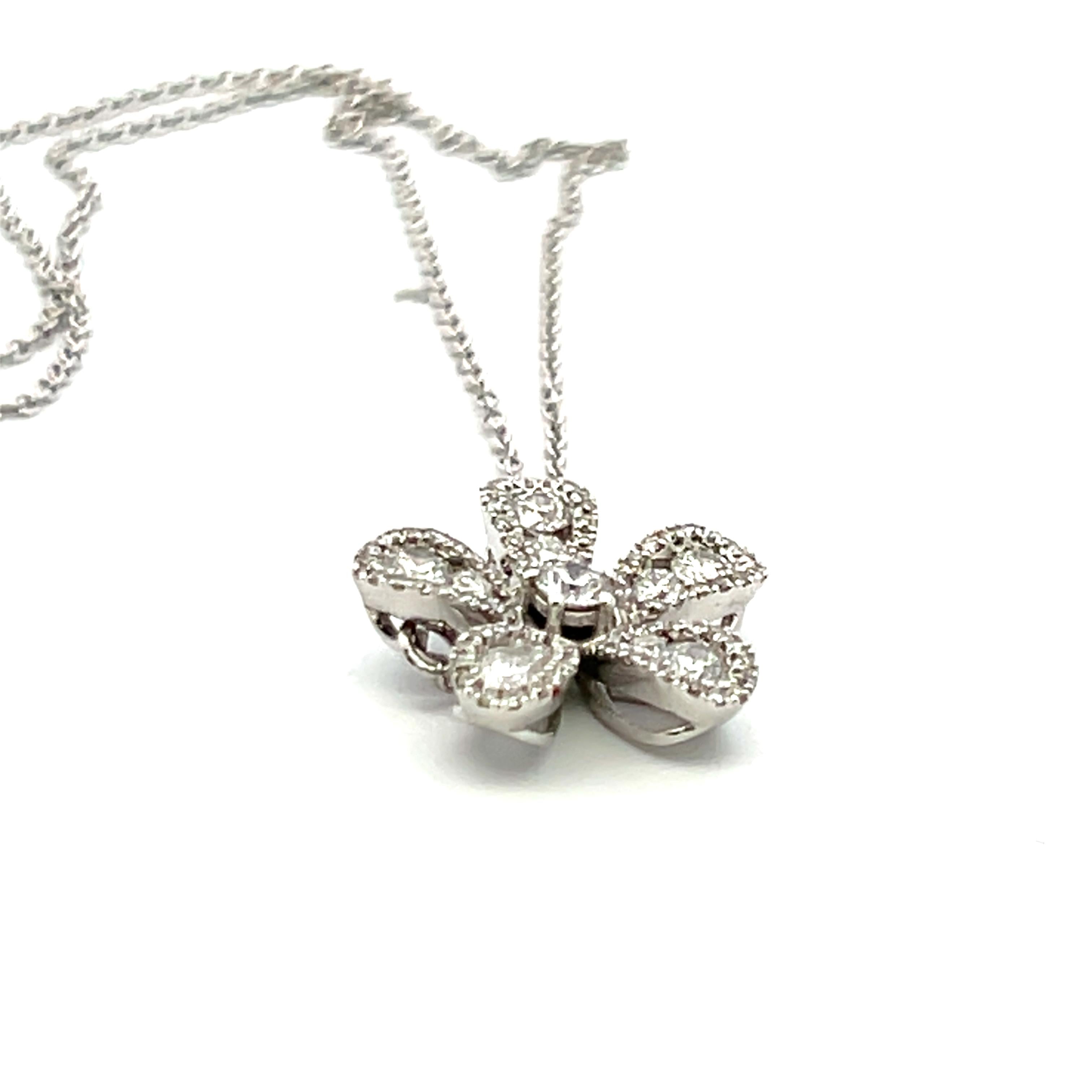 0.52 Carat Round Brilliant G VS1 Diamond 14 Karat White Gold Pendant Necklace