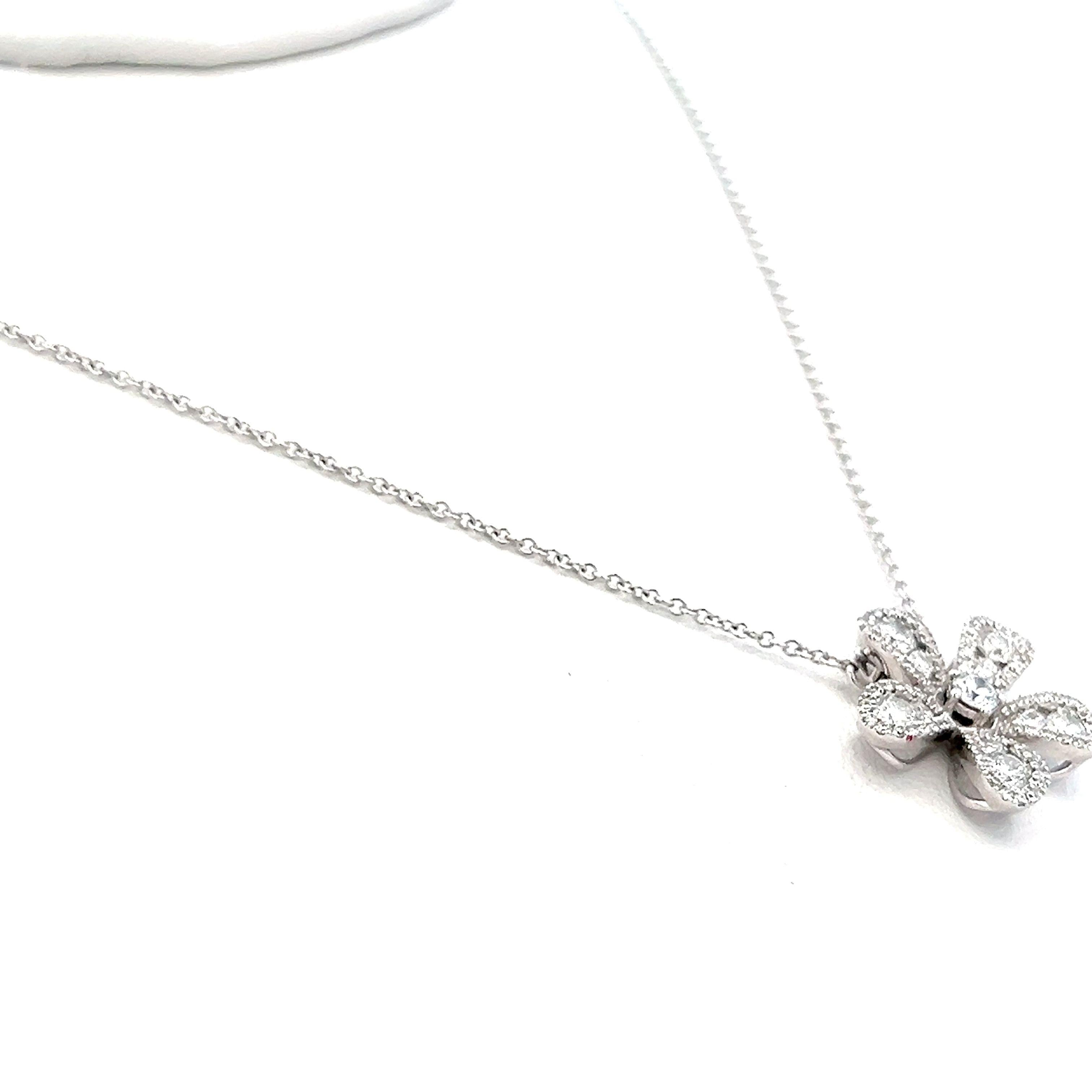 0.52 Carat Round Brilliant G VS1 Diamond 14 Karat White Gold Pendant Necklace