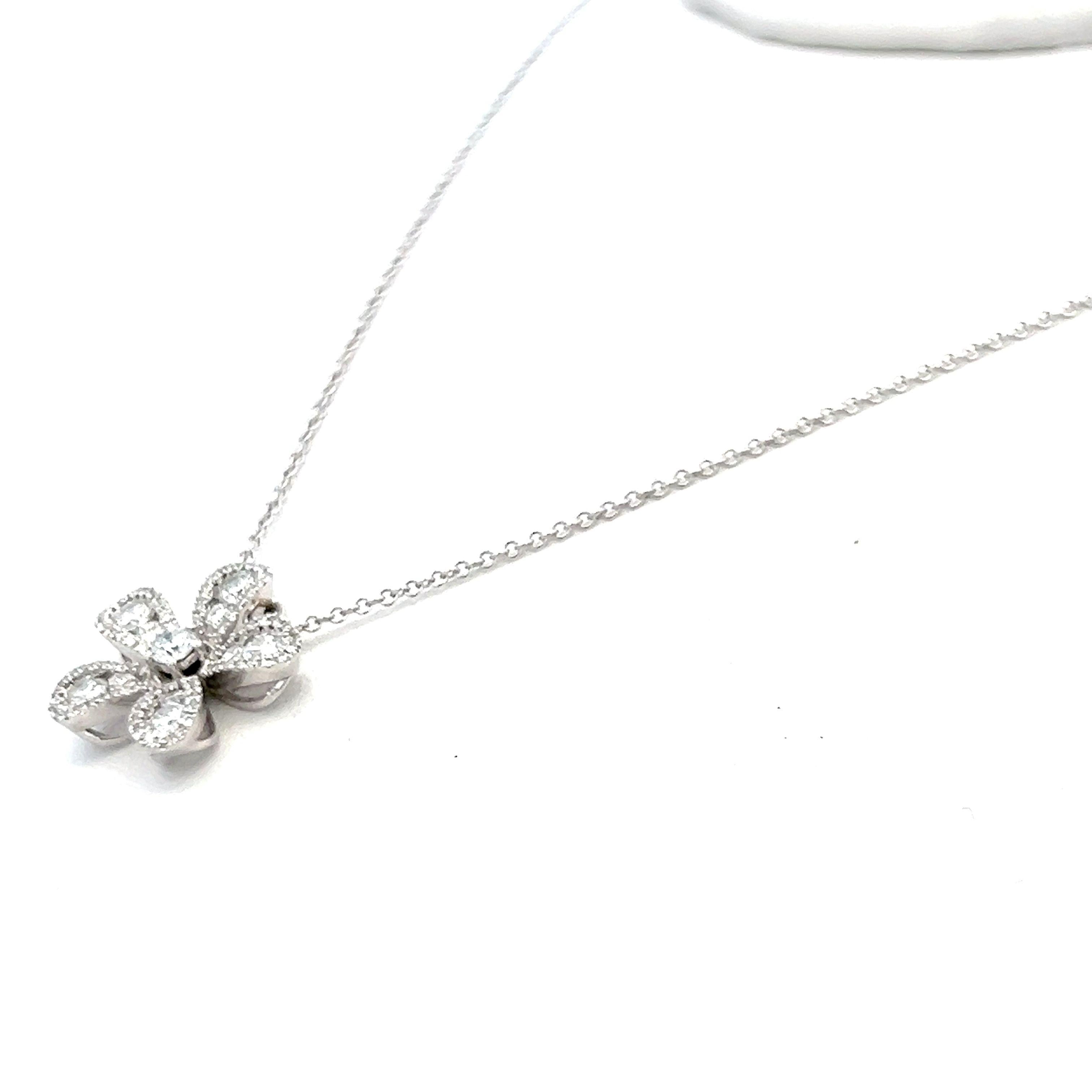 0.52 Carat Round Brilliant G VS1 Diamond 14 Karat White Gold Pendant Necklace