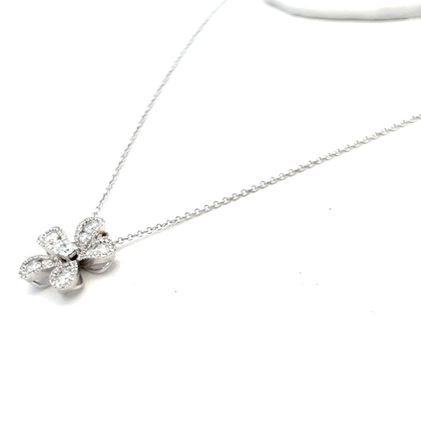 0.52 Carat Round Brilliant G VS1 Diamond 14 Karat White Gold Pendant Necklace