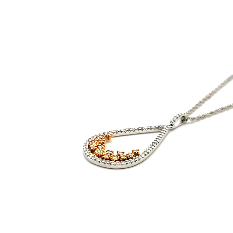 0.65 Carat Round Brilliant G VS1 Diamond 14 Karat Two Tone Gold Pendant Necklace