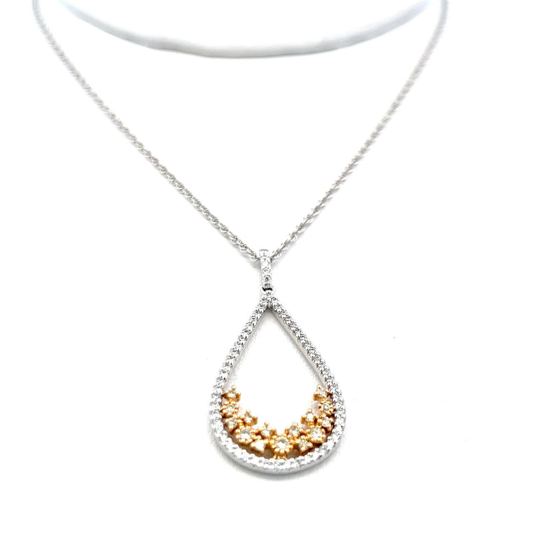 0.65 Carat Round Brilliant G VS1 Diamond 14 Karat Two Tone Gold Pendant Necklace