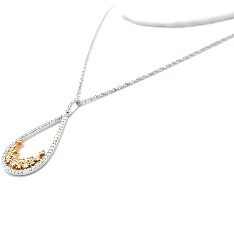 0.65 Carat Round Brilliant G VS1 Diamond 14 Karat Two Tone Gold Pendant Necklace