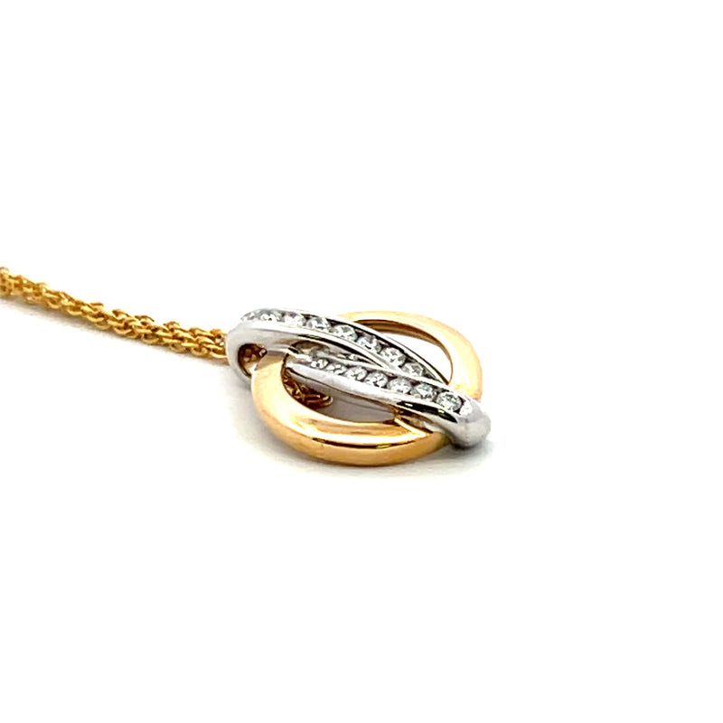 0.25 Carat Round Brilliant G VS1 Diamond 14 Karat Two Tone Gold Pendant Necklace