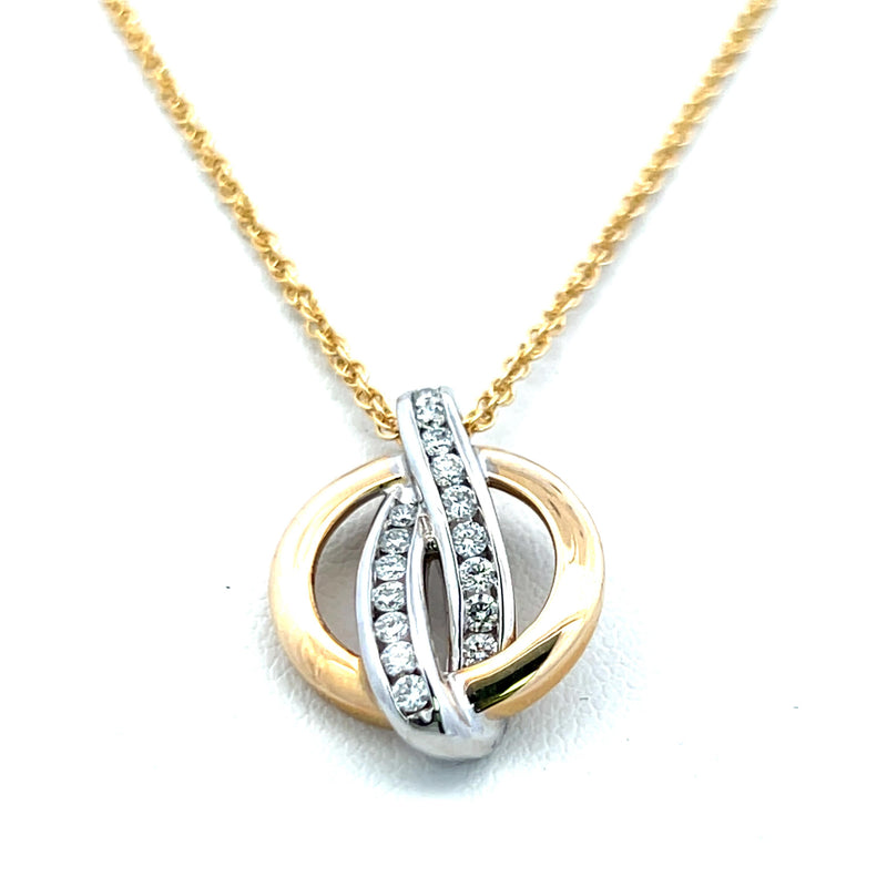 0.25 Carat Round Brilliant G VS1 Diamond 14 Karat Two Tone Gold Pendant Necklace