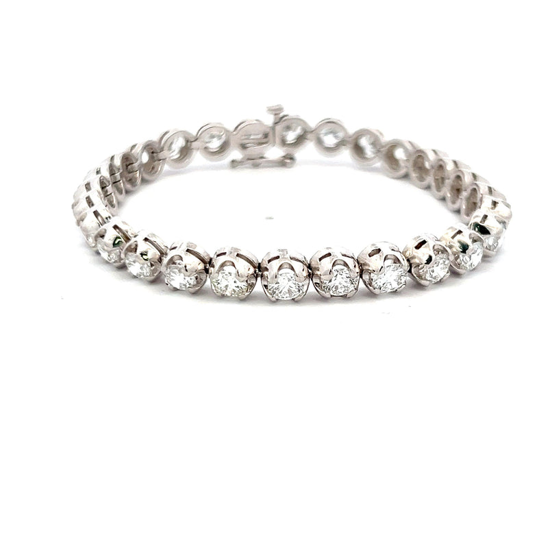 Lab-Grown 10.38 Carat Round Brilliant Diamond 14K White Gold Tennis Bracelet