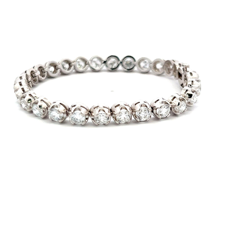 Lab-Grown 10.38 Carat Round Brilliant Diamond 14K White Gold Tennis Bracelet