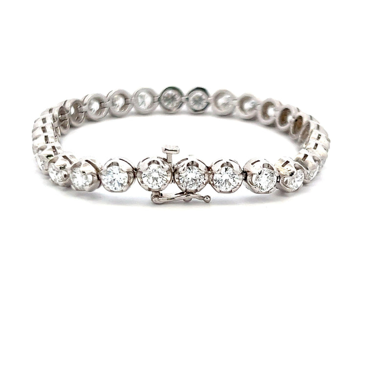 Lab-Grown 10.38 Carat Round Brilliant Diamond 14K White Gold Tennis Bracelet