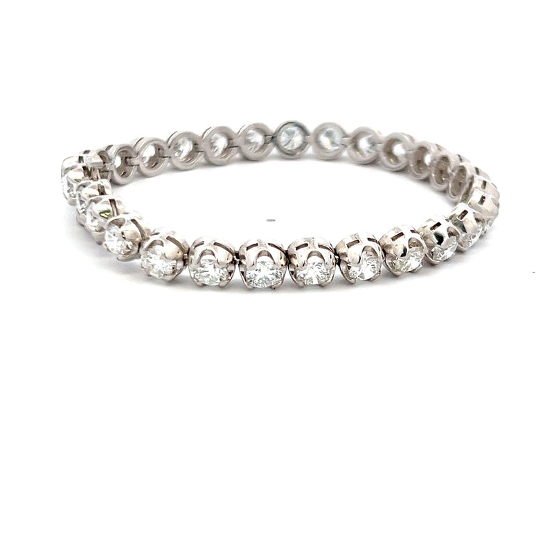 Lab-Grown 10.38 Carat Round Brilliant Diamond 14K White Gold Tennis Bracelet