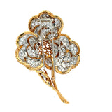 25.00 Carat Round Brilliant E VS1 Diamond 18 Karat Yellow Gold Pin Brooch