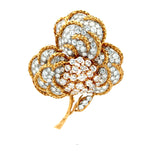 25.00 Carat Round Brilliant E VS1 Diamond 18 Karat Yellow Gold Pin Brooch